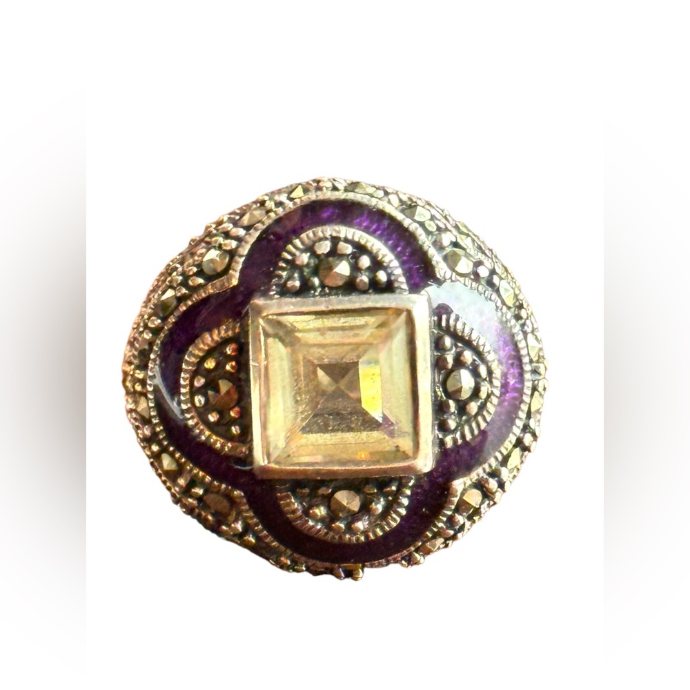 Sterling silver purple enamel large domes statement ring 925 - Picture 2 of 4